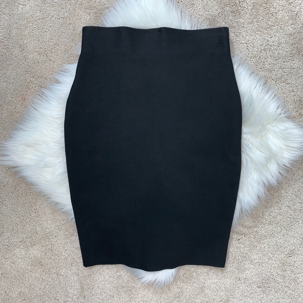 Black Body Con Midi Skirt